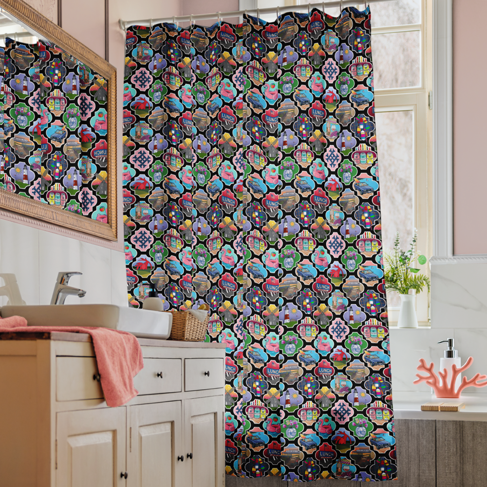 HH postcard print shower curtain