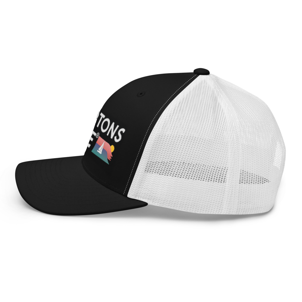 Hamptons Hippie HH-Logo Trucker Hat | Classic Mesh Snapback side view