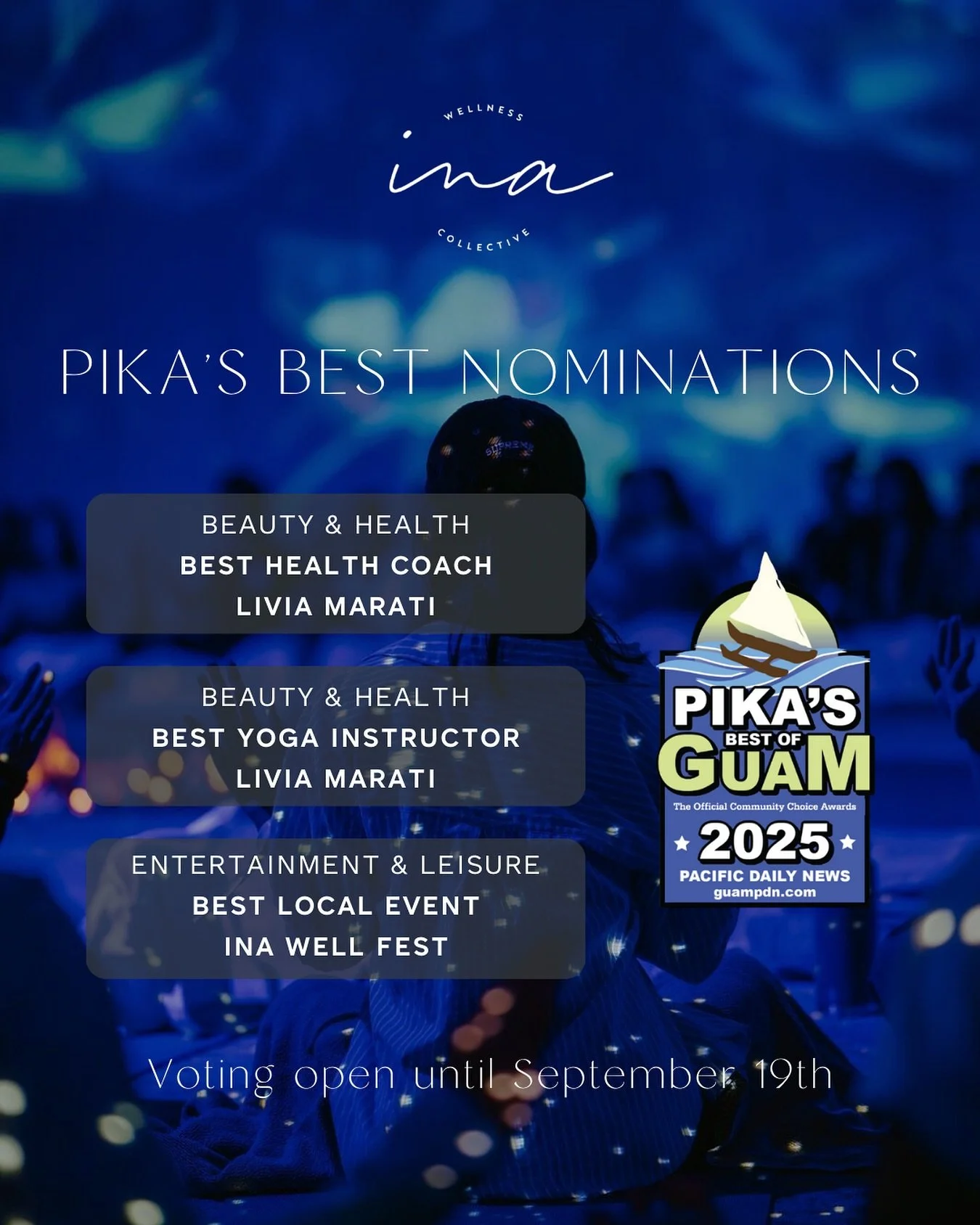 WITH 🙏🏼 GRATITUDE

We&rsquo;re a small biz with big dreams!
Drop a vote in Pika&rsquo;s Best
+ Best Health Coach
+ Best Yoga Instructor 
+ Best Local Event

Voting open through 9/19

⬆️LINK IN BIO⬆️