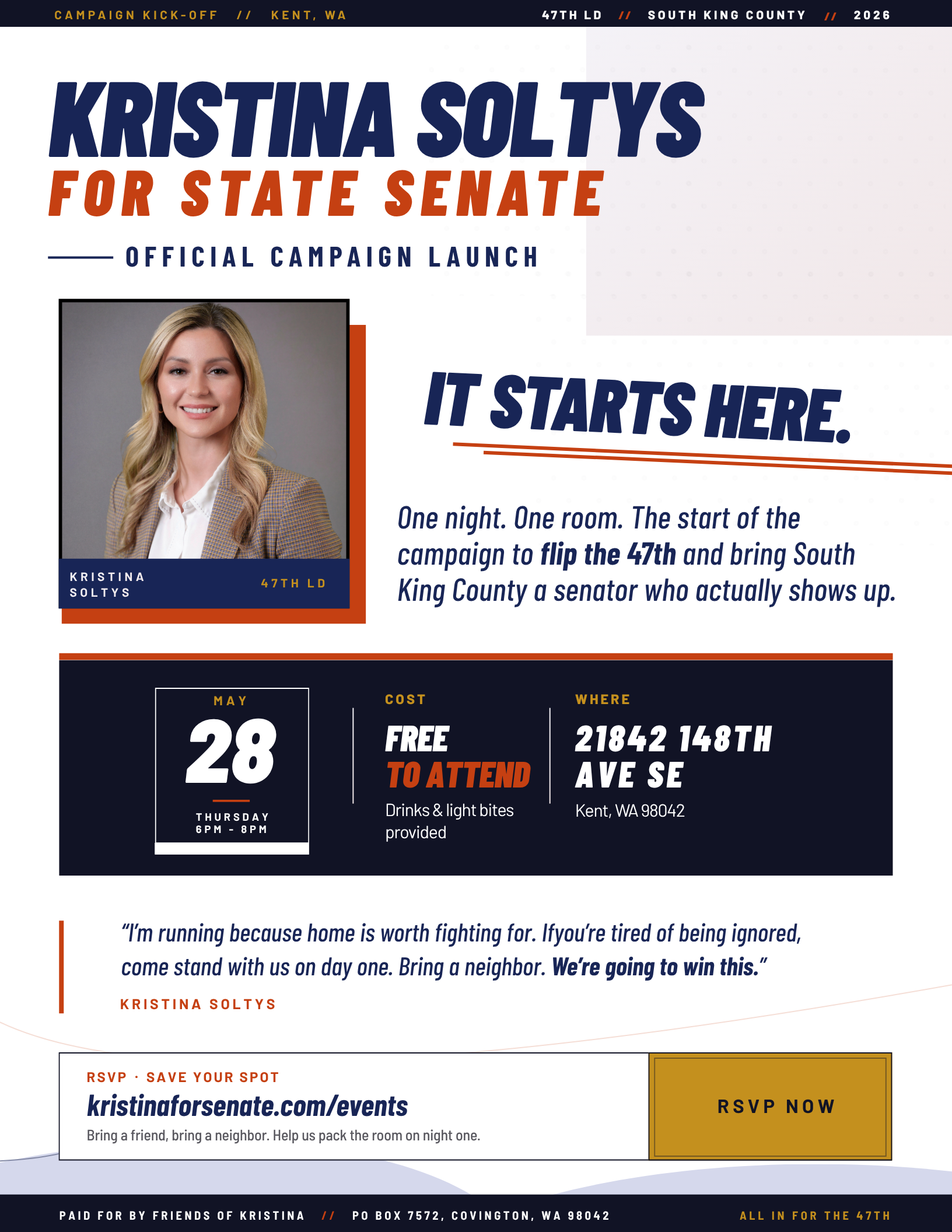 Kristina Soltys Campaign Kickoff (LD 47)