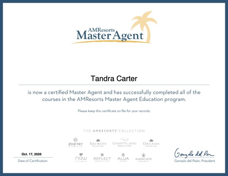 AMRESORTS MASTER AGENTcertificate-Tandra_Carter.jpg