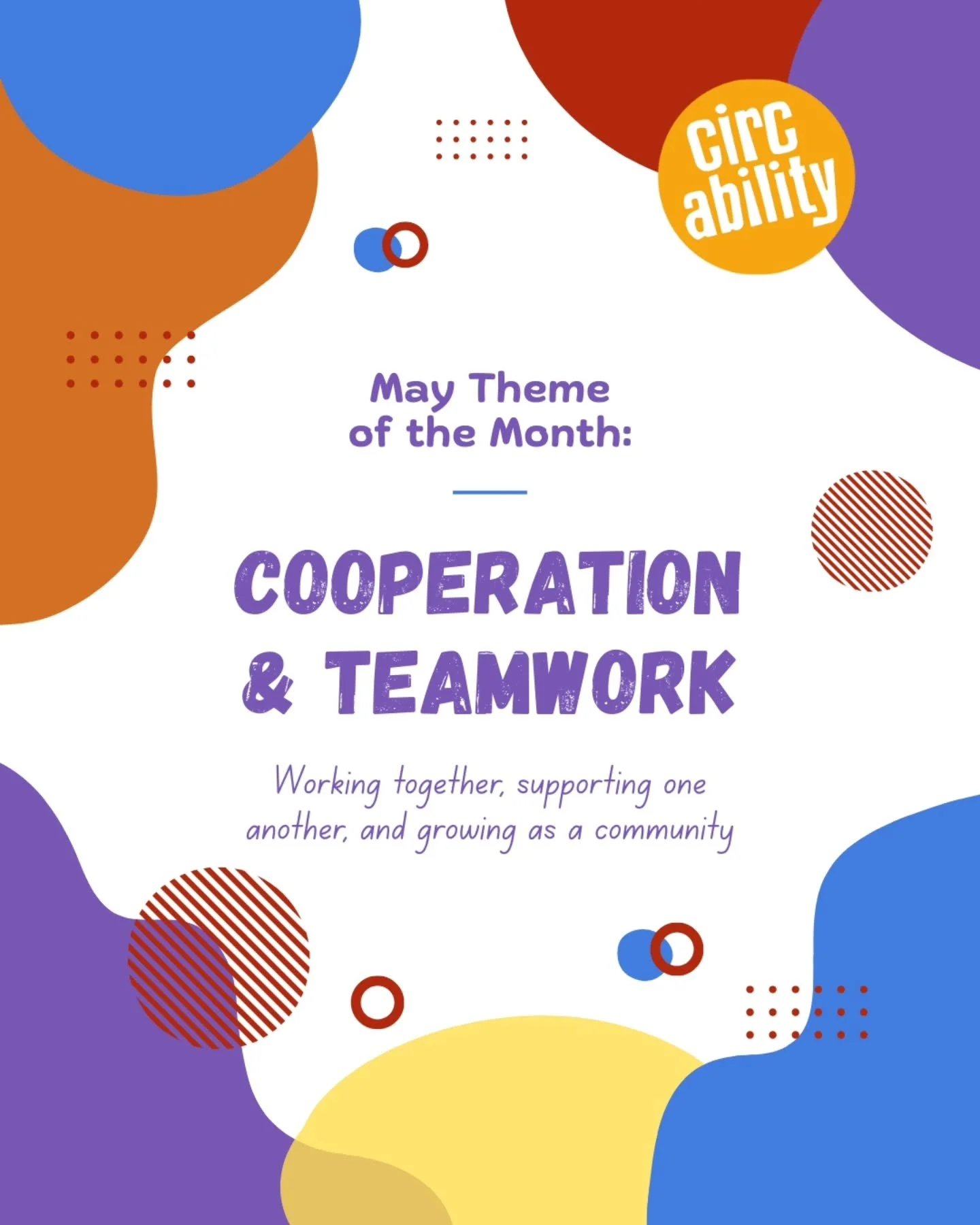 May at Circability is all about Cooperation &amp; Teamwork ✨

Through collaborative games, partner activities, and shared circus experiences, we practice working together, listening to one another, and supporting our community. 🎪

These moments help