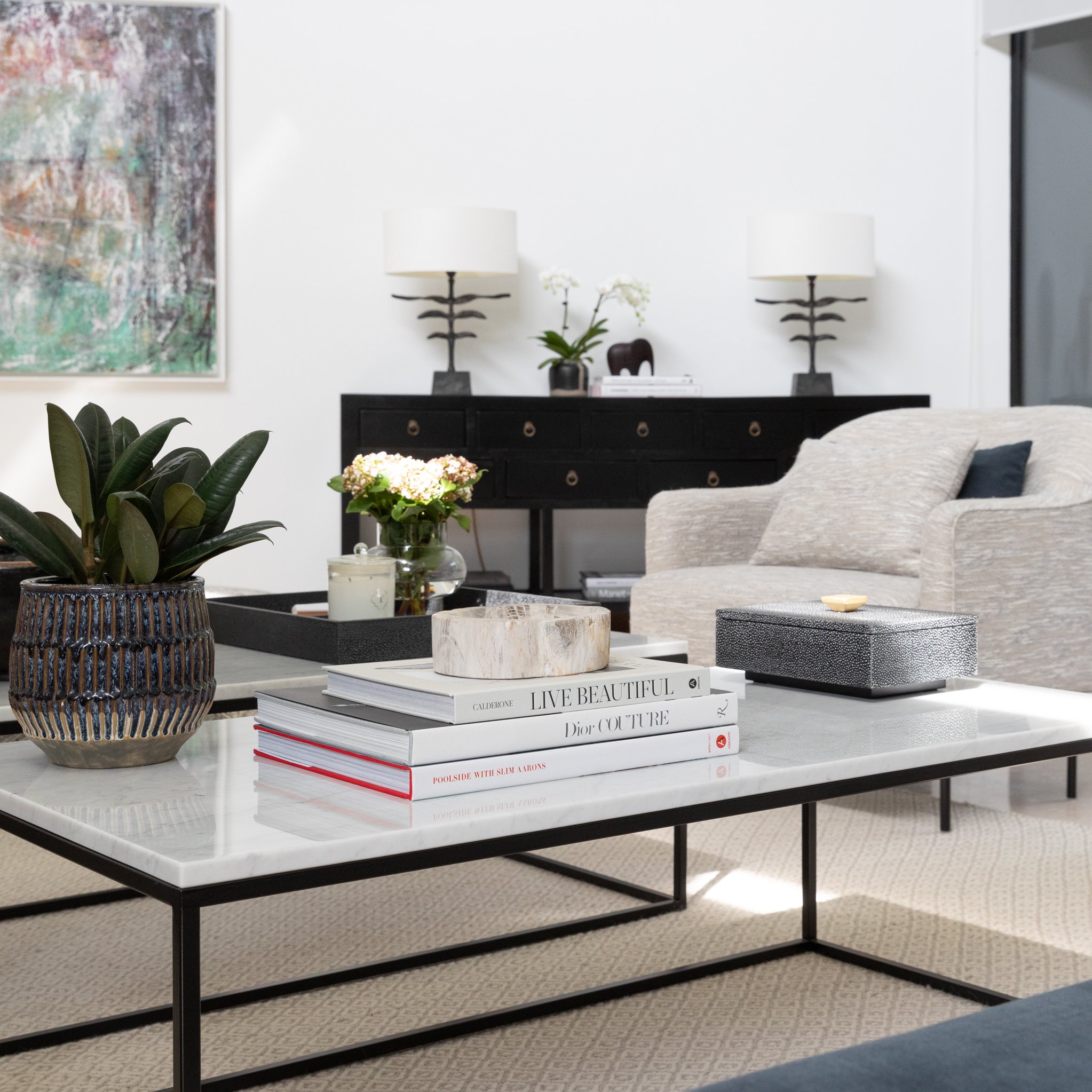 Marble and Steel Coffee Table