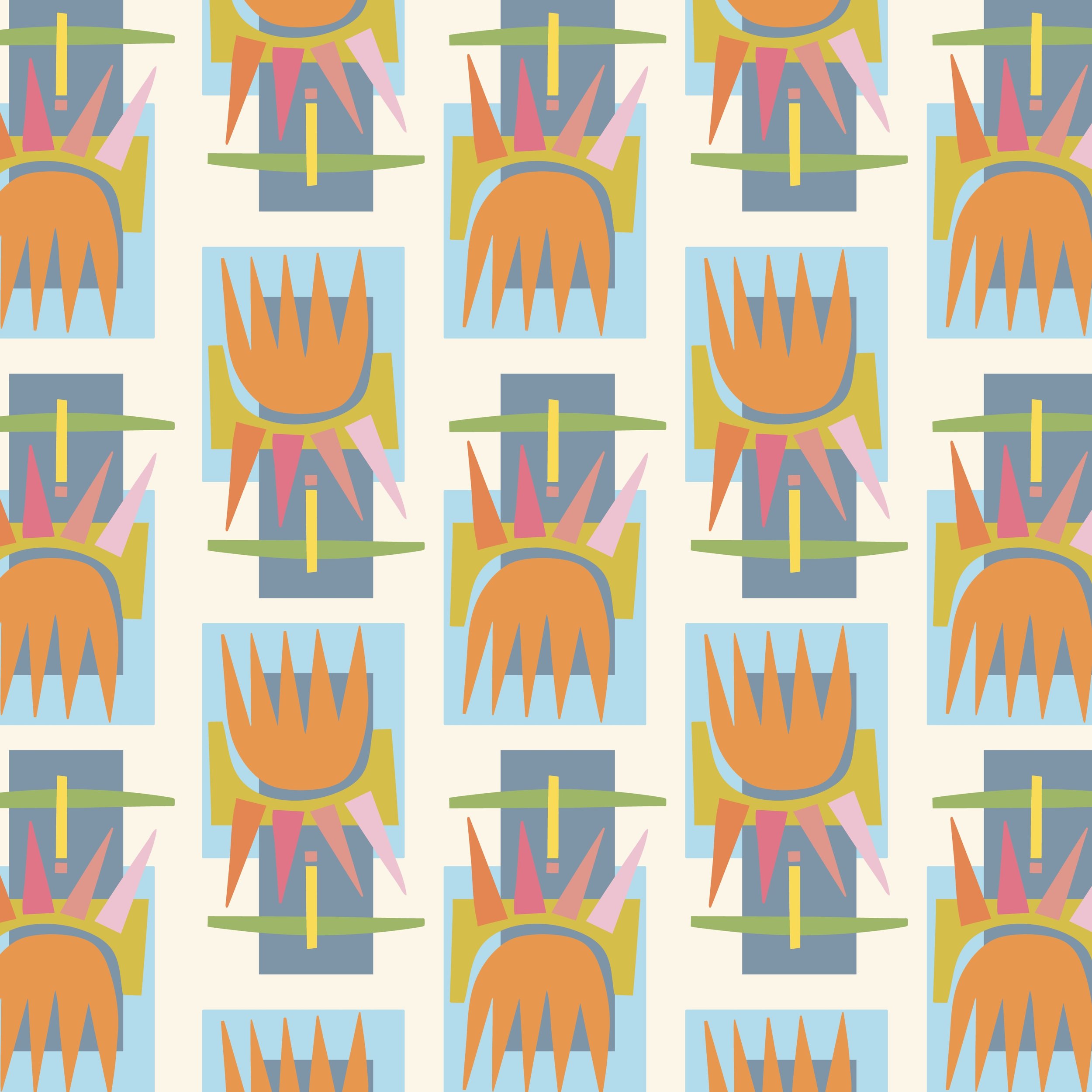 mcm tulip - cream/blue/orange