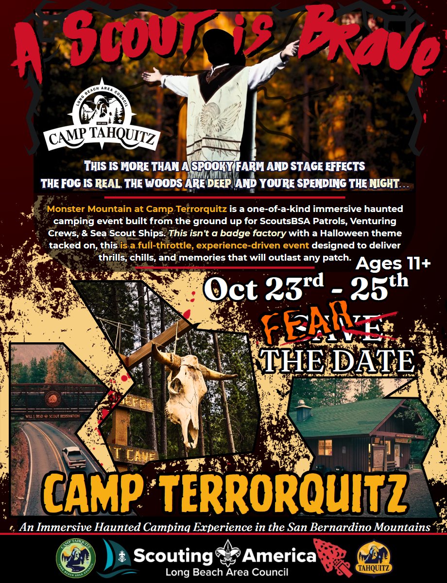 10/23/26- 10/25/26 FEAR THE DATE CAMP TAHQUITZ HALLOWEEN STAFFING