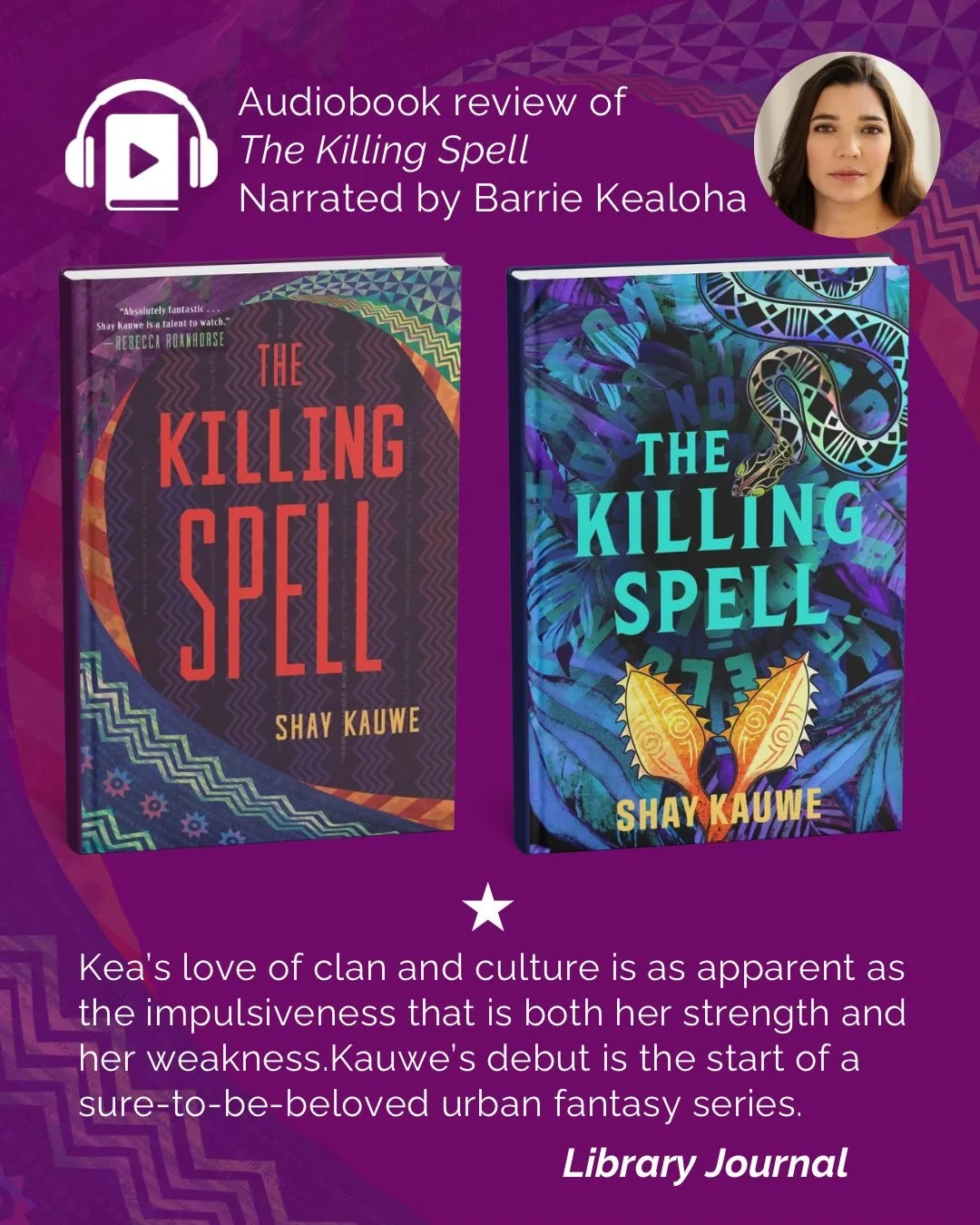 The audiobook of The Killing Spell, narrated by the talented @barriekealoha, received a starred review from @library_journal this past July!

A huge shout out to Matthew Galloway for the review, which stated &ldquo;It&rsquo;s unlikely any narrator co