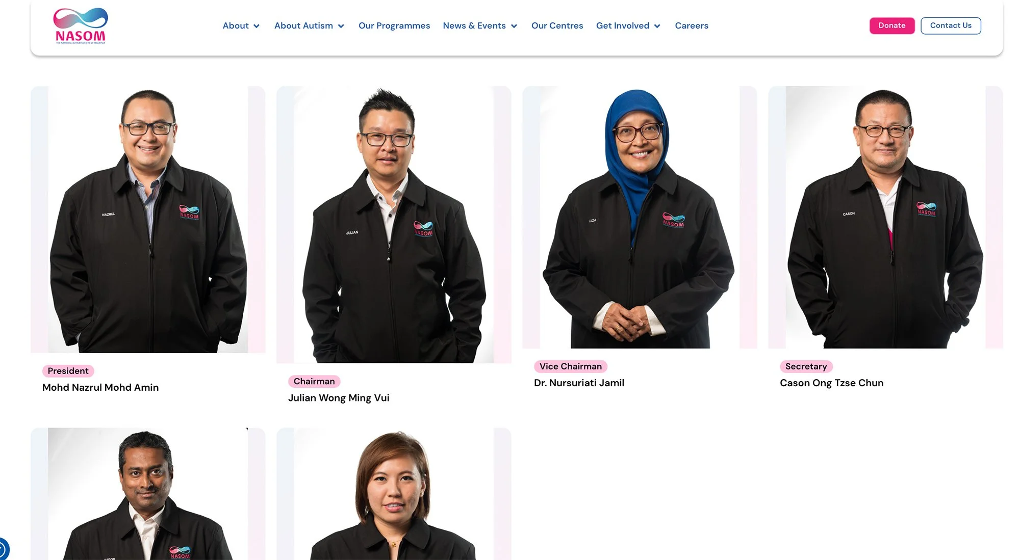 NASOM’s Website after shoot. Take note on the standardized portraits.