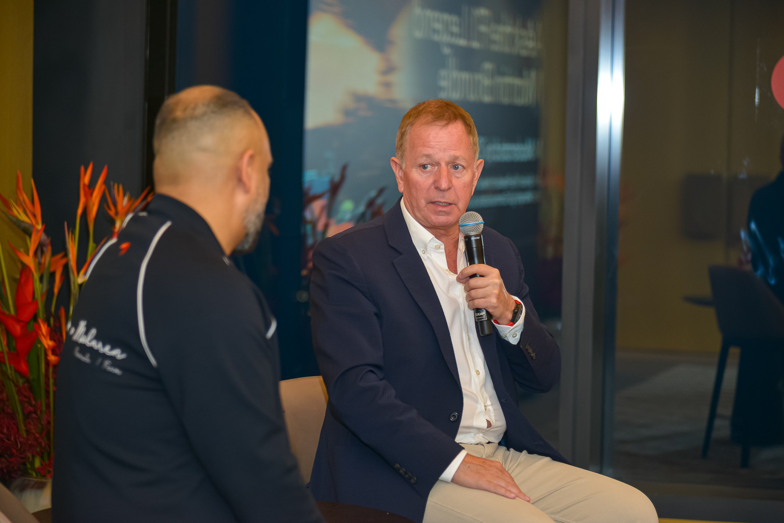 Martin Brundle speaking during a McLaren Mastercard F1 Team business session at Park Hyatt Kuala Lumpur