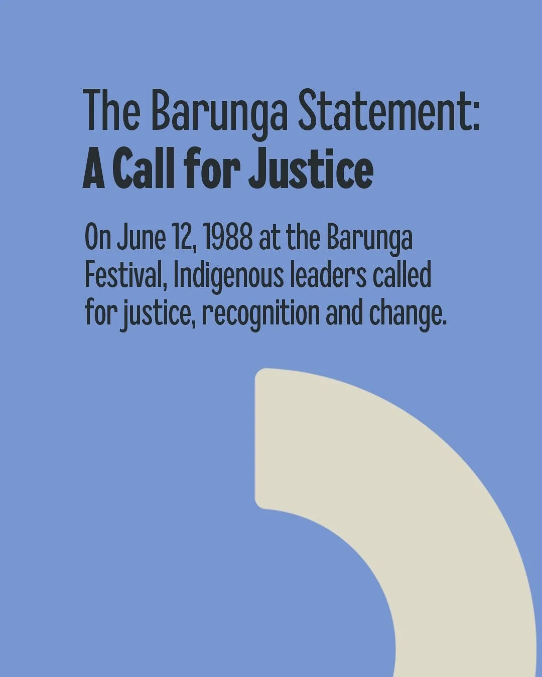 On June 12, 1988, the Barunga Statement was delivered, with First Nations leaders calling for Treaty, land rights and recognition - demands that remain unfulfilled.

Today, we reflect on its legacy and continue the fight for justice. 
At IDKY, we sta