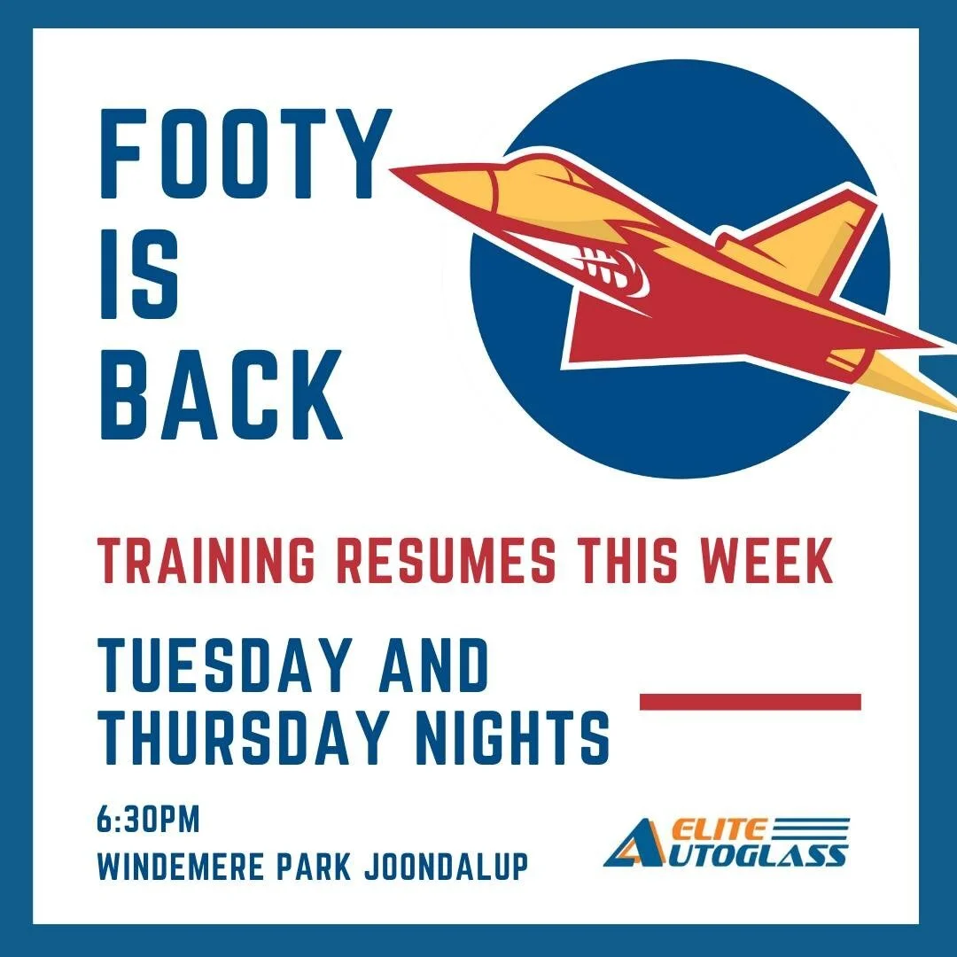 Footy training is back for 2022! 🎉💪
Our Mens and Womens AFL teams return to training this week. Training is on Tuesday and Thursday nights from 6:30PM at Windemere Park in Joondalup.
All are welcome #upthejets 🔵🔴🟡