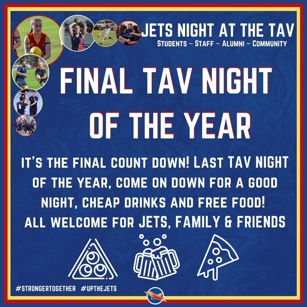 FINAL TAV NIGHT THIS SATURDAY!
👫 Tag your team mates you're coming down with
🍻 Prepare for some amazing drink specials
🍕Let us know you're favourite food for the night!
