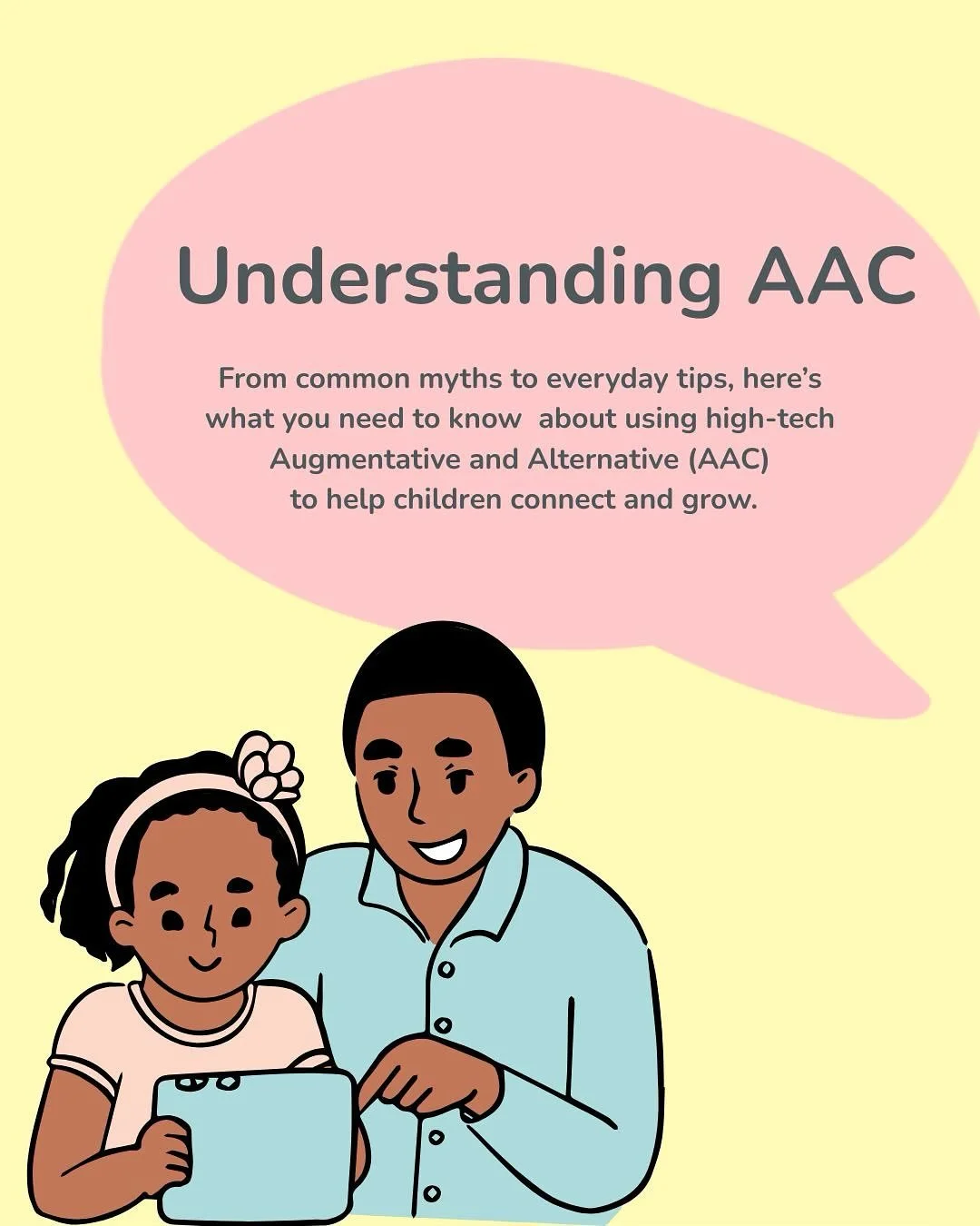 High-tech AAC can open up new ways for our sunshines to communicate with the world around them. Here is some insight into how we use AAC to support our clients. 💭