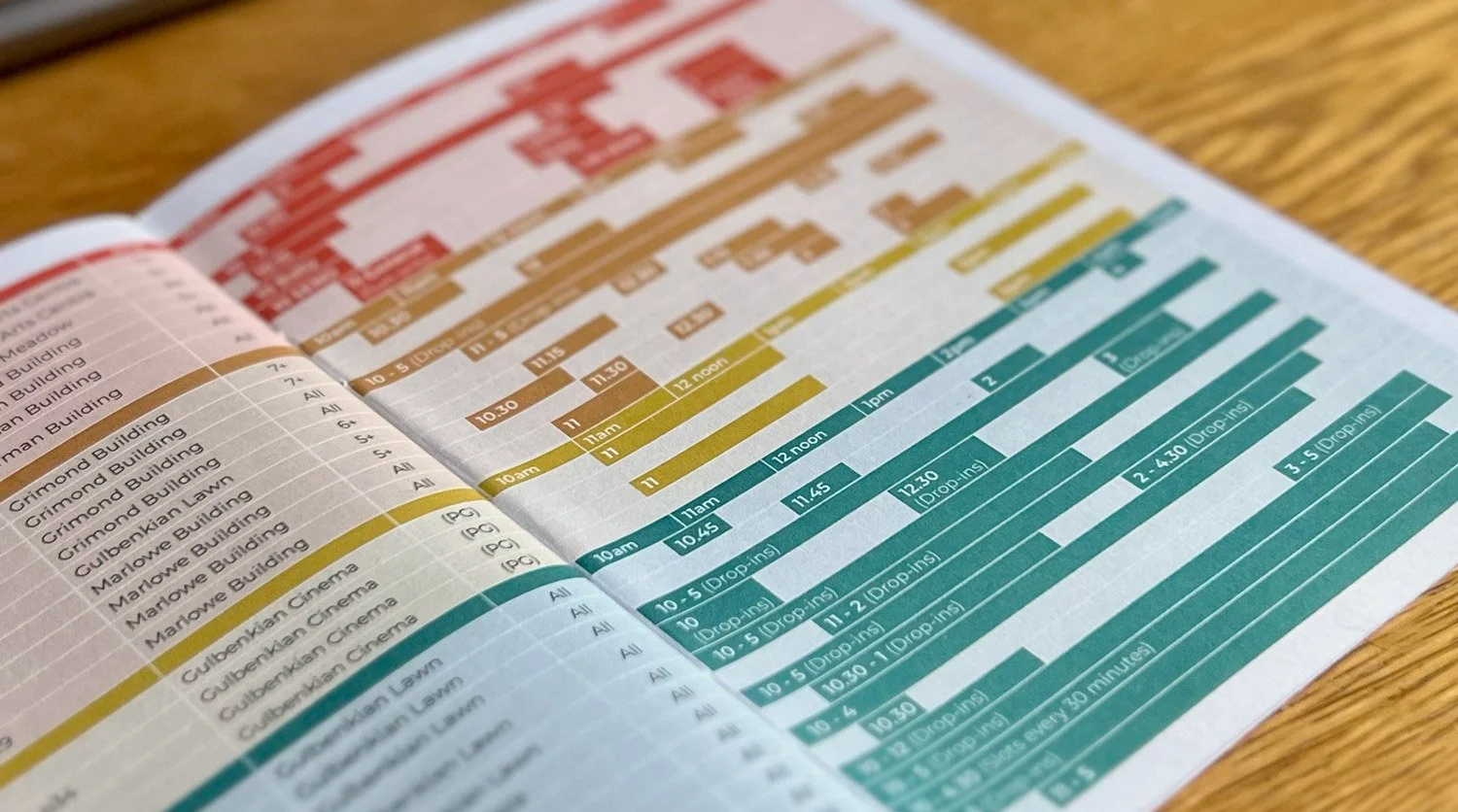 bOing! Festival 2026 - detail of timetable showing events over the whole weekend