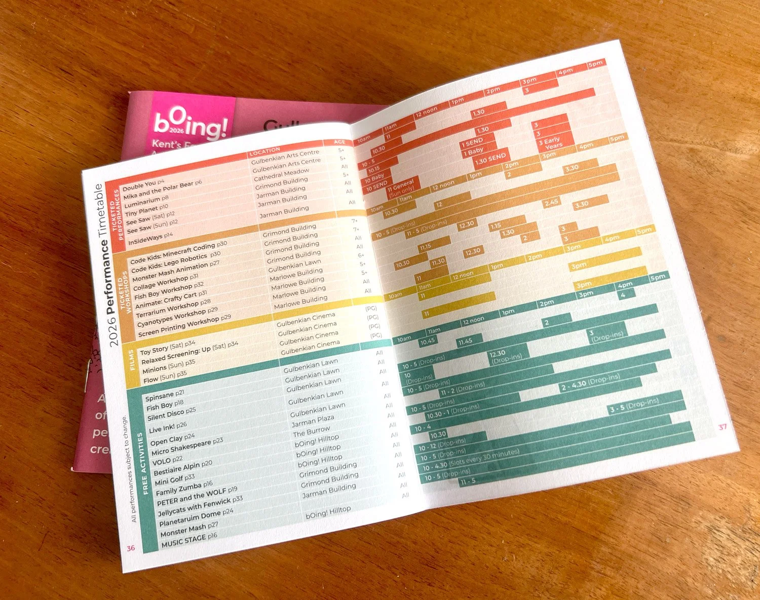 bOing! Festival 2026 - timetable of ticketed and free events, films and workshops