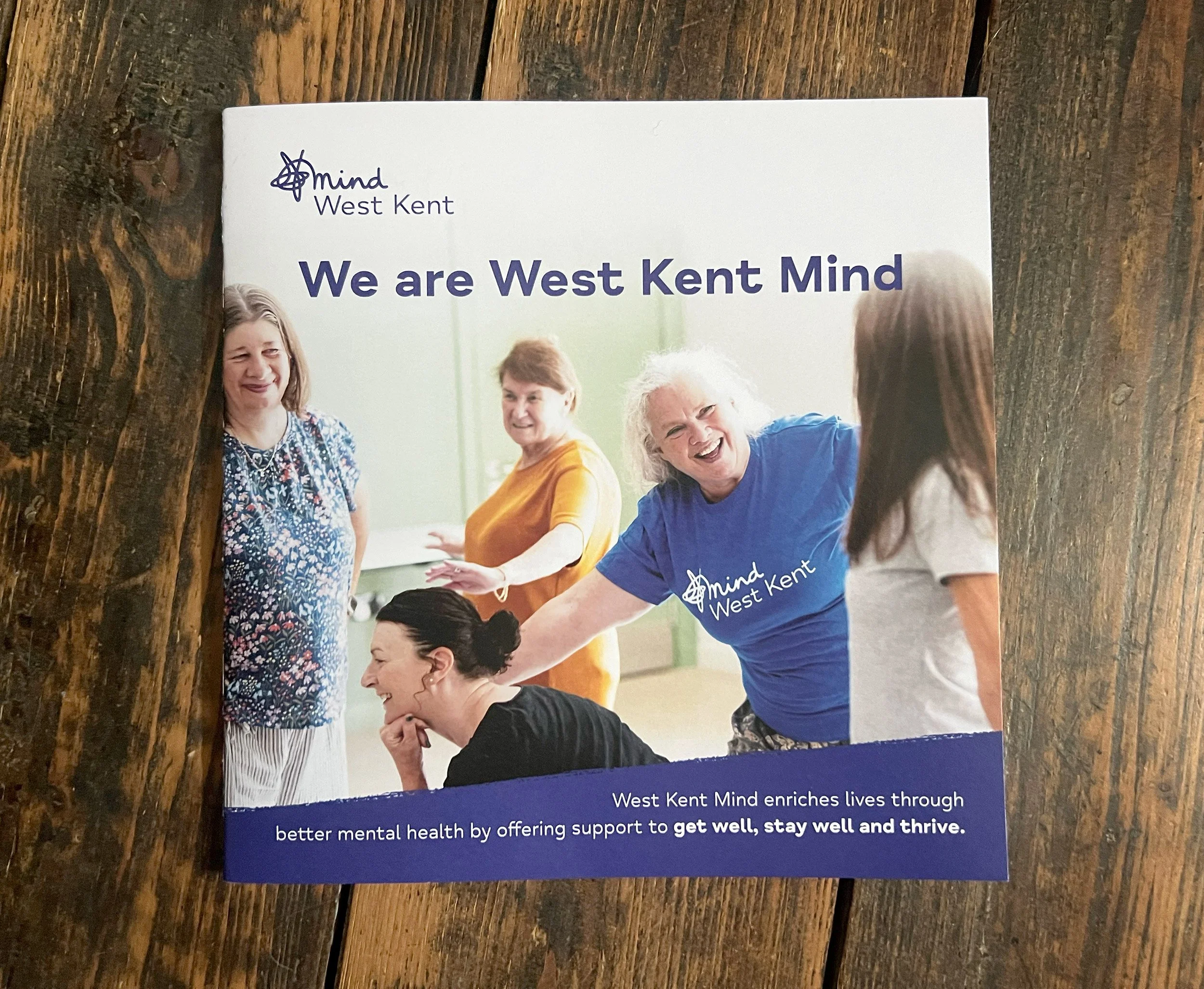 Cover of a square-format brochure, titled 'We are West Kent Farm', with a photograph of a group of women smiling.