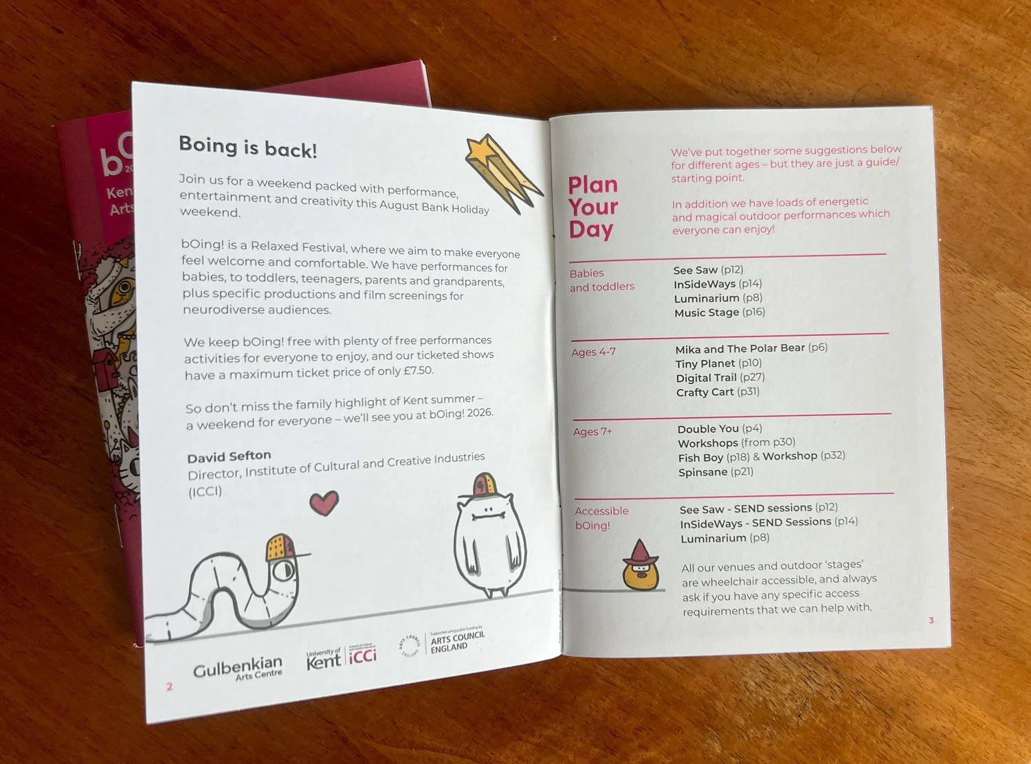 bOing! Festival 2026 - internal page with welcome text