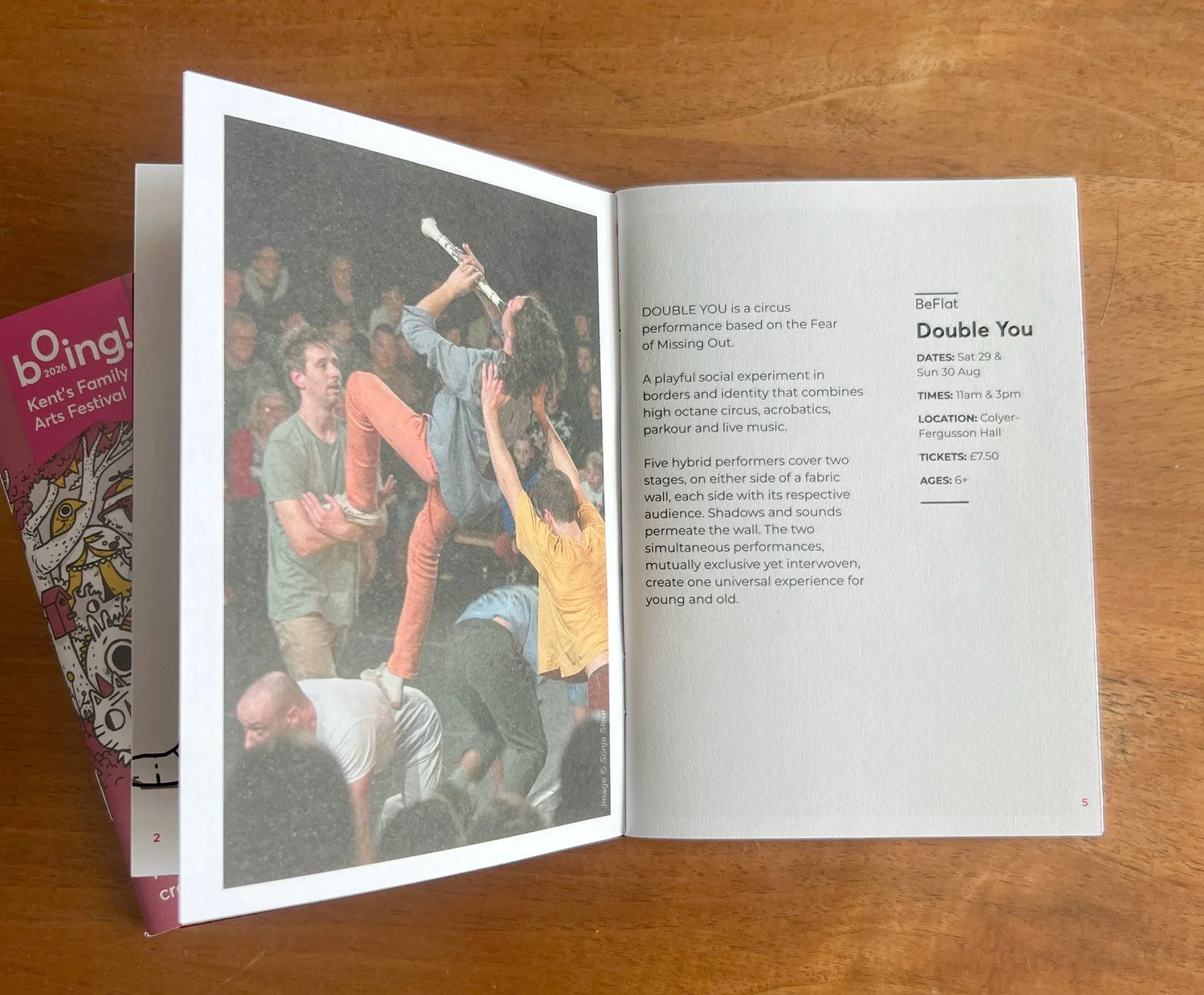 bOing! Festival 2026 - double page spread highlighting a ticketed event