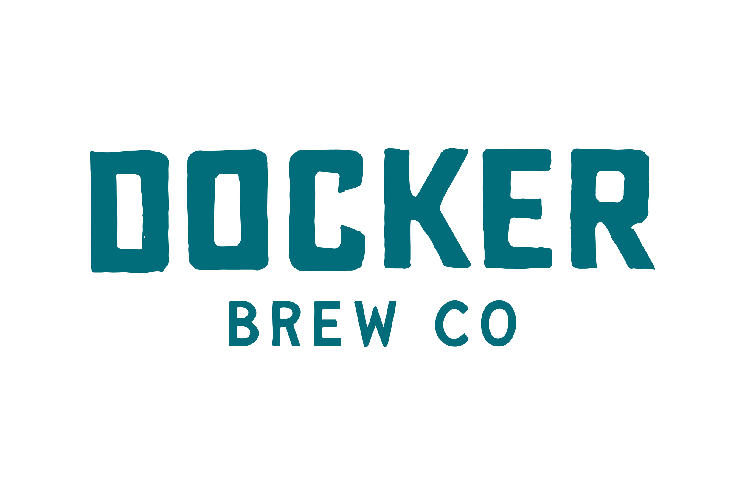 Docker Brew Co - bold, lino cut logo in blue