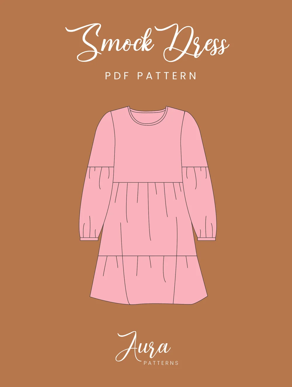 Sleeved Smock Dress Sewing Pattern | Gathered Skirt Ruffle | XS-XL |  Instant Download | Easy Digital PDF  Aura Sewing Patterns