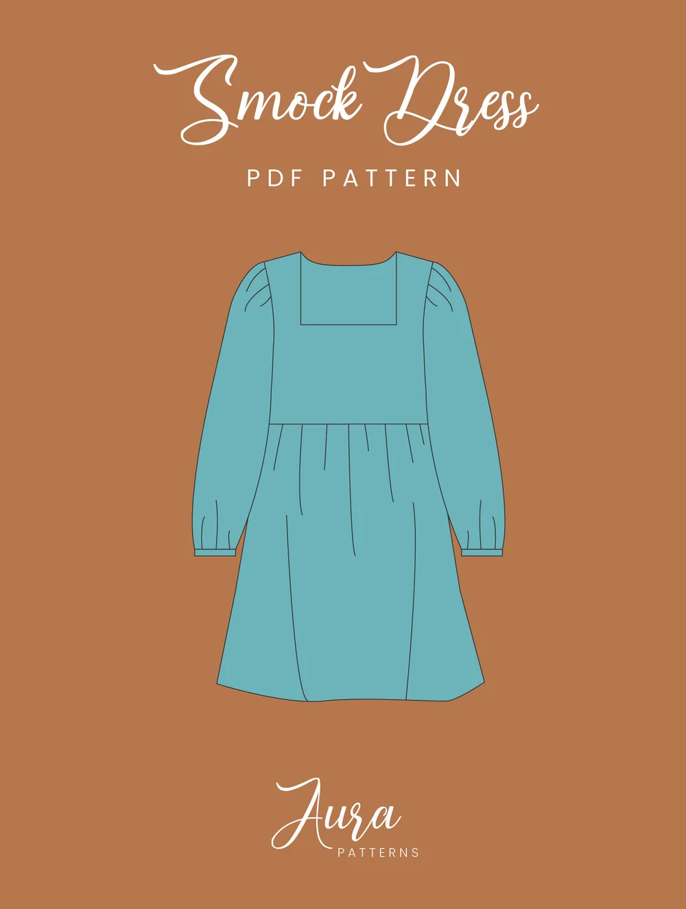 Smock Dress Sewing Pattern Square Neckline | Gathered Skirt | XS-XL |  Instant Download | Easy Digital PDF  Aura Sewing Patterns