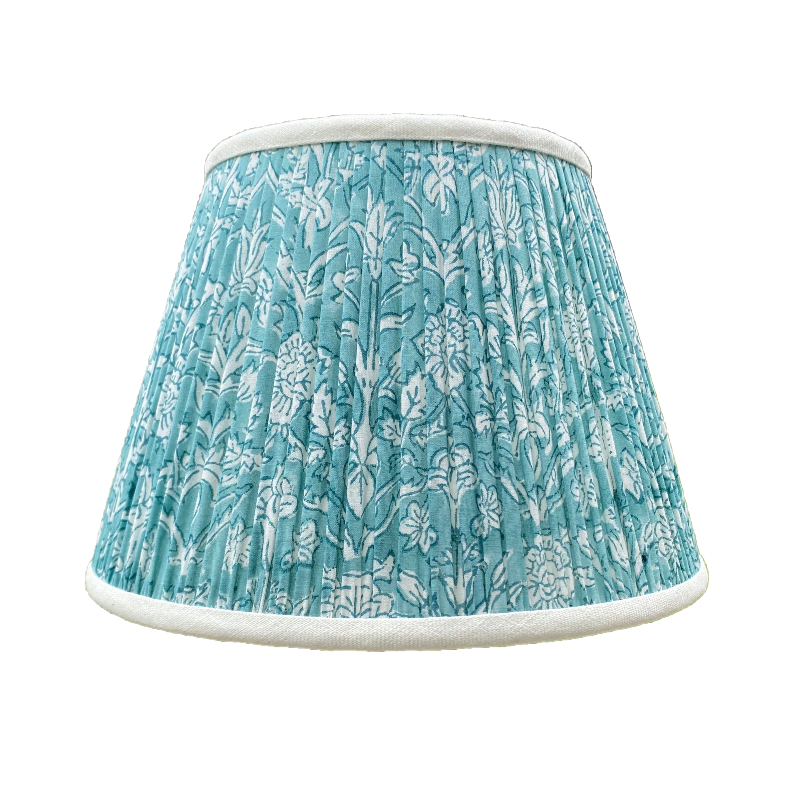 Aqua flowers pleated empire lampshade