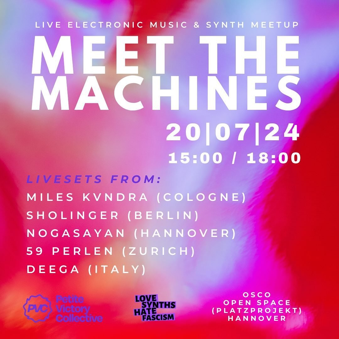 We are thrilled to announce MEET THE MACHINES, initiated and led by our very own @nogasayan in Hannover, Germany. PVC&rsquo;s main focus has always been to create a platform to connect, perform, and exchange with other artists and electronic music en