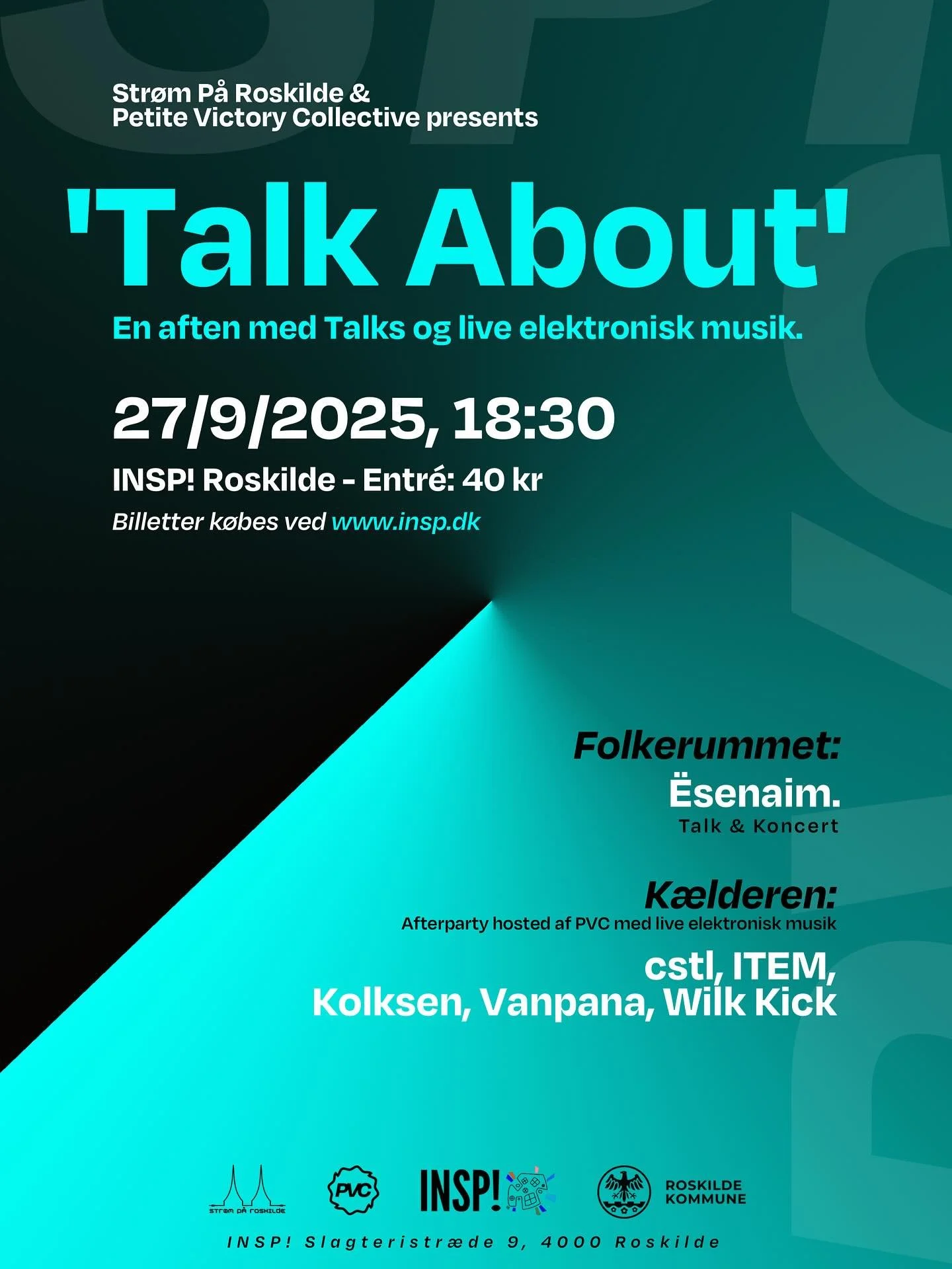 Str&oslash;m P&aring; Roskilde and Petite Victory Collective are joining forces for their next event: &ldquo;Talk About&rdquo;. Talks and live electronic music at INSP! in Roskilde.

The French duo @esenaim.art are stopping by Roskilde on their Europ