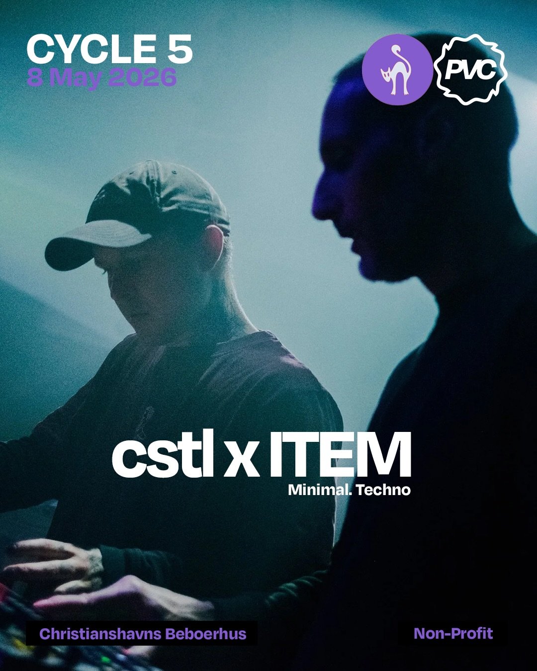 Experience cstl x ITEM on May 8 during CYCLE 5 at Beboerhuset.

Hailing from France, now Copenhagen-based, @cstl_dk and @item.cph share a passion for electronic music and playing live. Their sound explores the deeper, hypnotic side of techno, where a