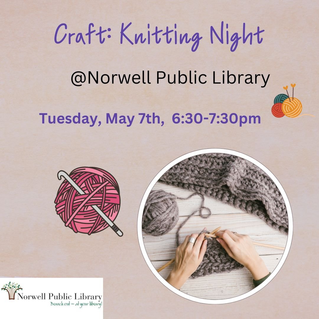 Knitting Night
tomorrow Tuesday, May 7th at 6:30pm

This group is for all knitters, beginners, and experts alike!😊 crochet and other crafts are welcome!

We have a selection of yarn and kits for beginners. Drop-ins welcome!