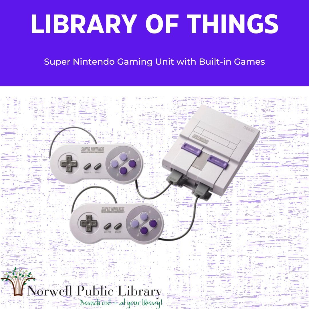 Norwell Public Library lends much more than books! We have video game controllers, puzzles, yard games, DVD players and much more. 

https://catalog.ocln.org/client/en_US/norwell/search/results?te=&amp;lm=NO_LOT