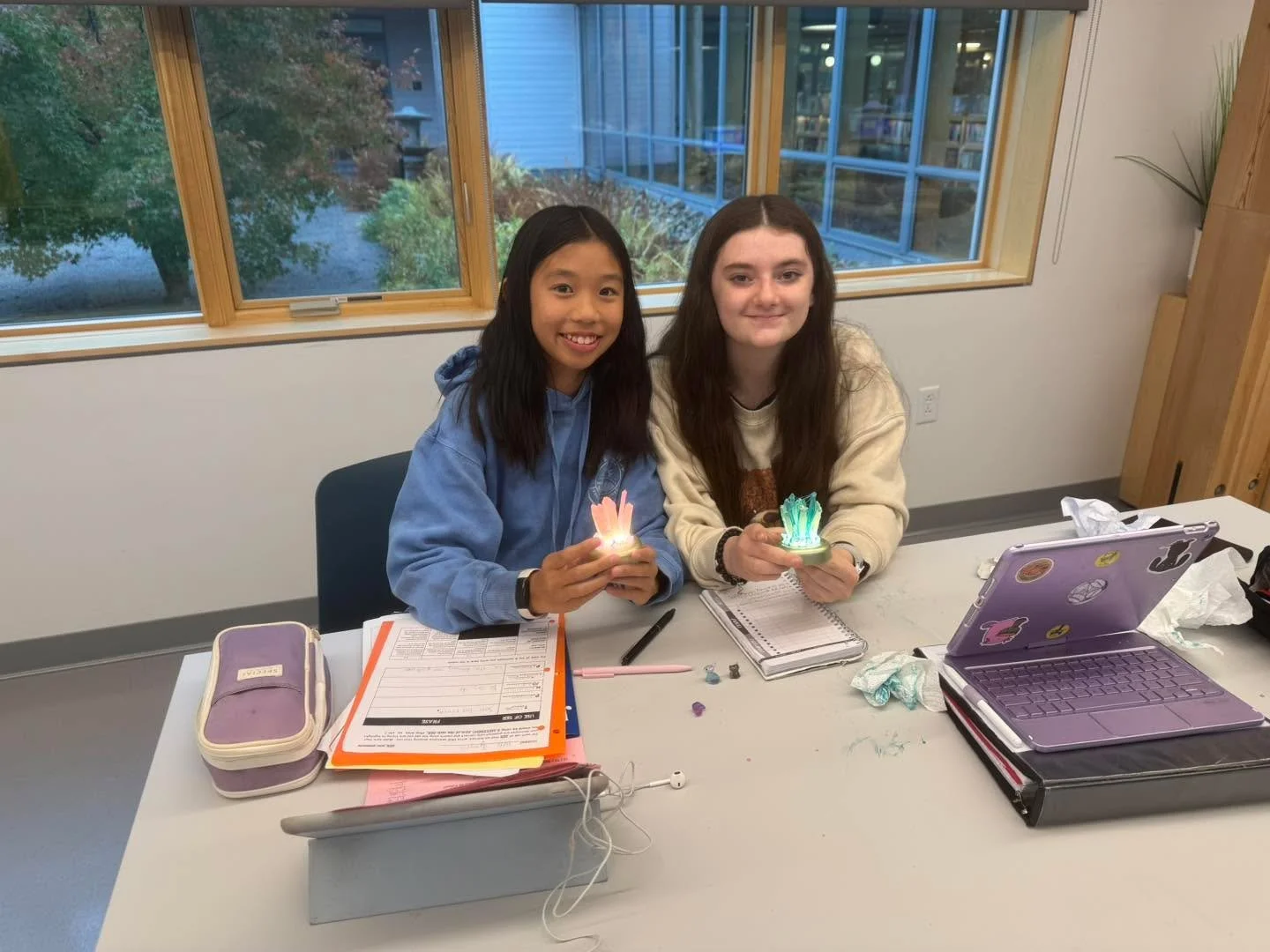 Teens made these cool Crystal Light Crafts today. 
Next teen craft is Fairy Jar Craft (Nov 12 at 3pm) registration starts Nov. 1st.
