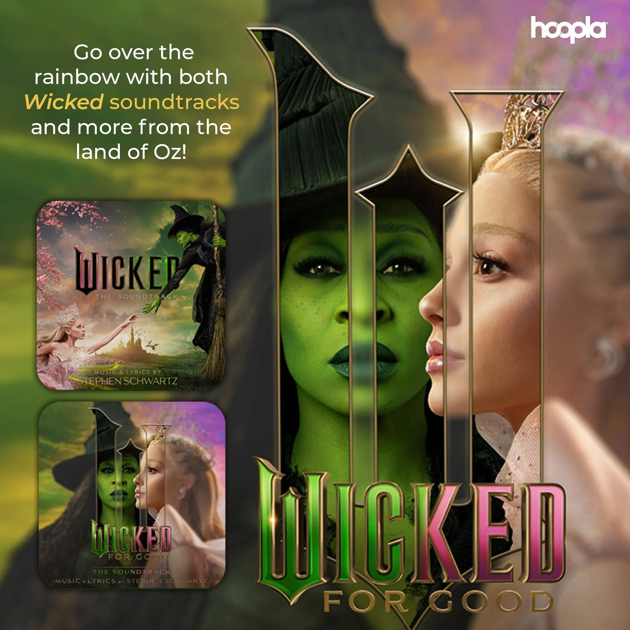 Get ready for the release of Wicked: For Good by listening to the soundtracks on the Hoopla app! Free with your library card 🥳
https://www.hoopladigital.com/