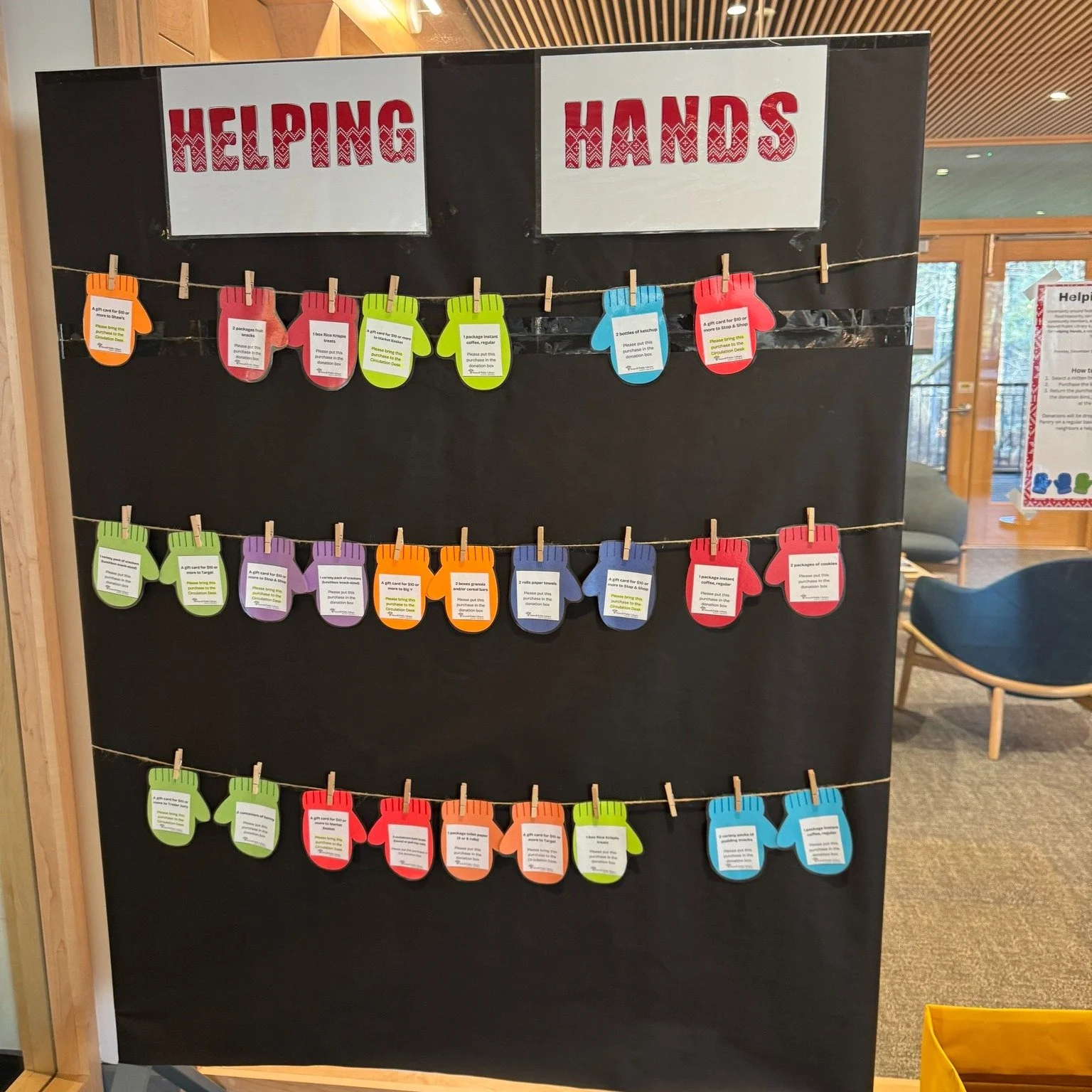 Giving Tuesday is tomorrow! 
Give your neighbors a helping hand this winter! 
NPL is partnering with the Norwell Food Pantry for Helping Hands, a way to support those in need of help from the food pantry. We invite library visitors to select a mitten