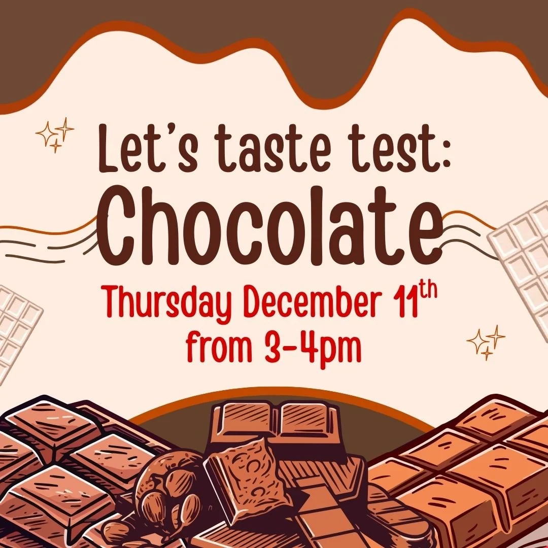 Teens join us tomorrow for our next teen taste testing!! We will be trying a bunch of different chocolate brands to find the best one.

If you have an allergy please be sure to let the teen librarian know at bvitagliano@norwell.ocln.org 

This progra