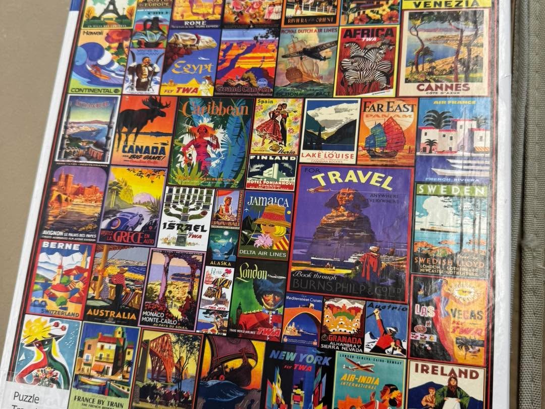 New Year new puzzle- help us complete a 500 piece travel puzzle! We are open today Saturday, Jan 3 (10am- 5pm).