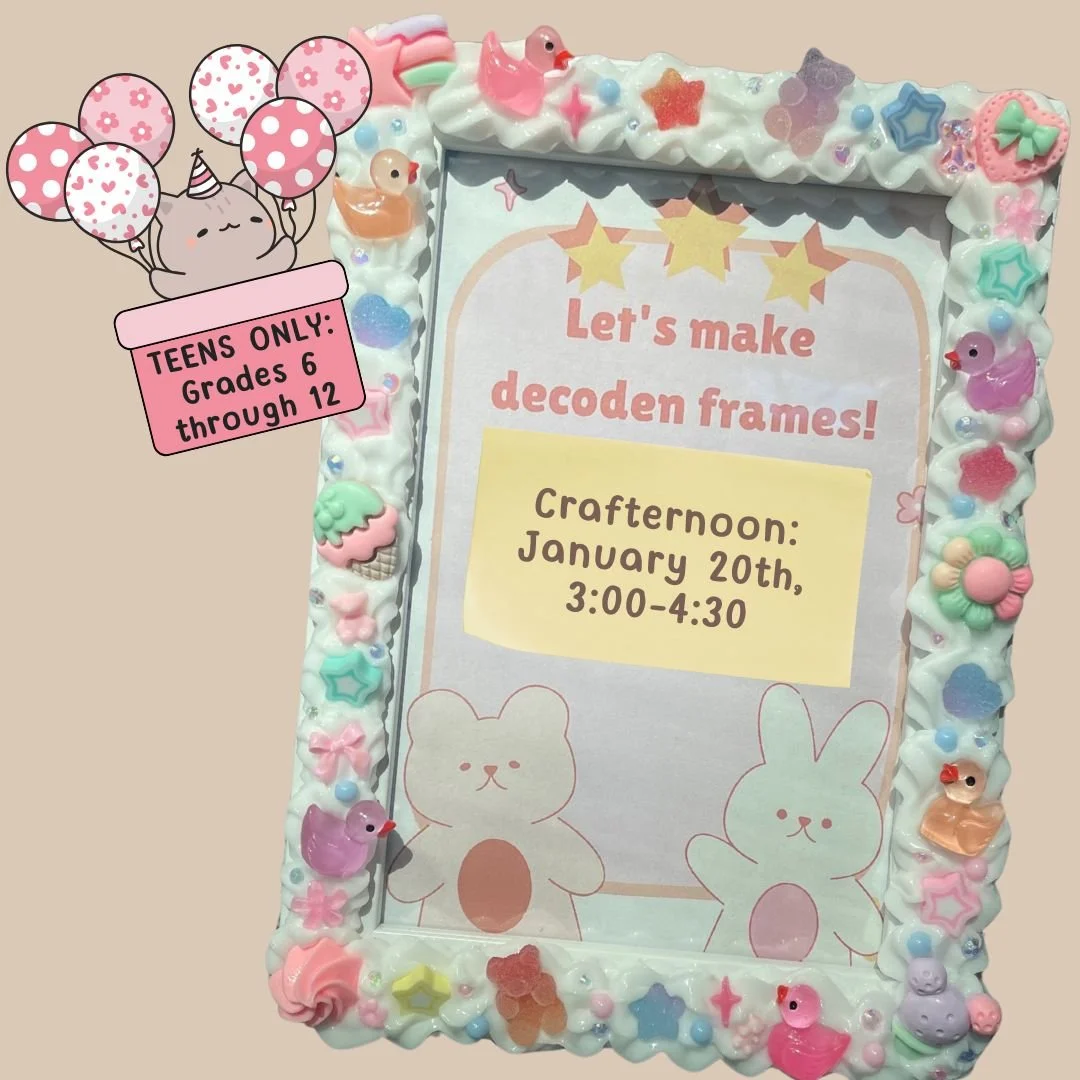 Join us tomorrow, Tuesday January 20th, in making your own Decoden picture frame. This picture frame is made by piping silicone onto a frame using the same style you would pipe frosting onto a cake. 

Please be sure to register online on our website 