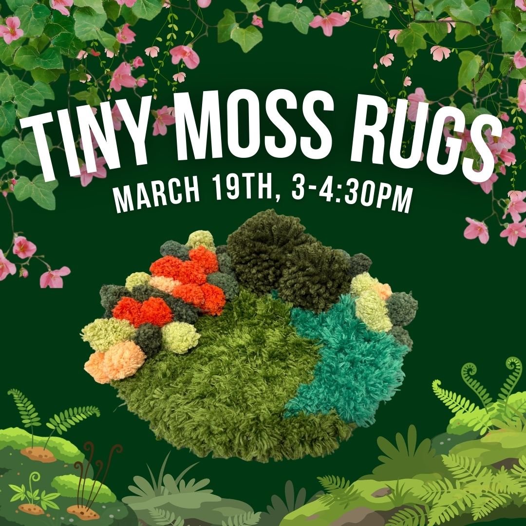 Join us tomorrow, March 19th, in making a moss coaster rug! Use techniques used in rug making and crochet to weave yourself a small master piece.

This program is for grades 6 through 12! Guardians are welcome to join their teens.

Please be sure to 