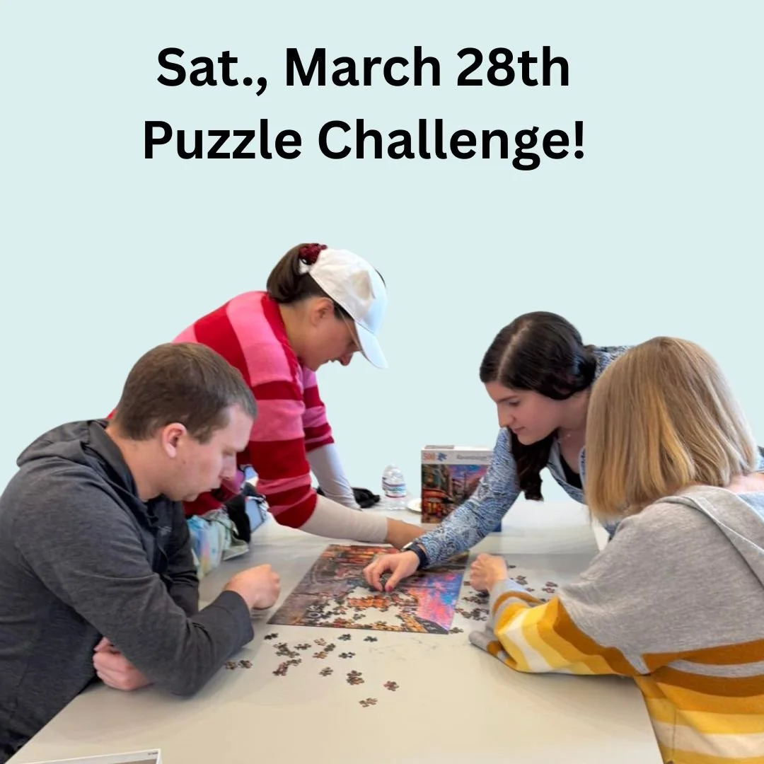 Do you love puzzles?!
Join us for March puzzle challenge this 
Saturday, March 28th, 10:30 AM&mdash;12:00 PM

-Register a team of up to 4 people, or register just yourself to get put in a team...it's a great way to meet new friends! 

Call 781-659-20