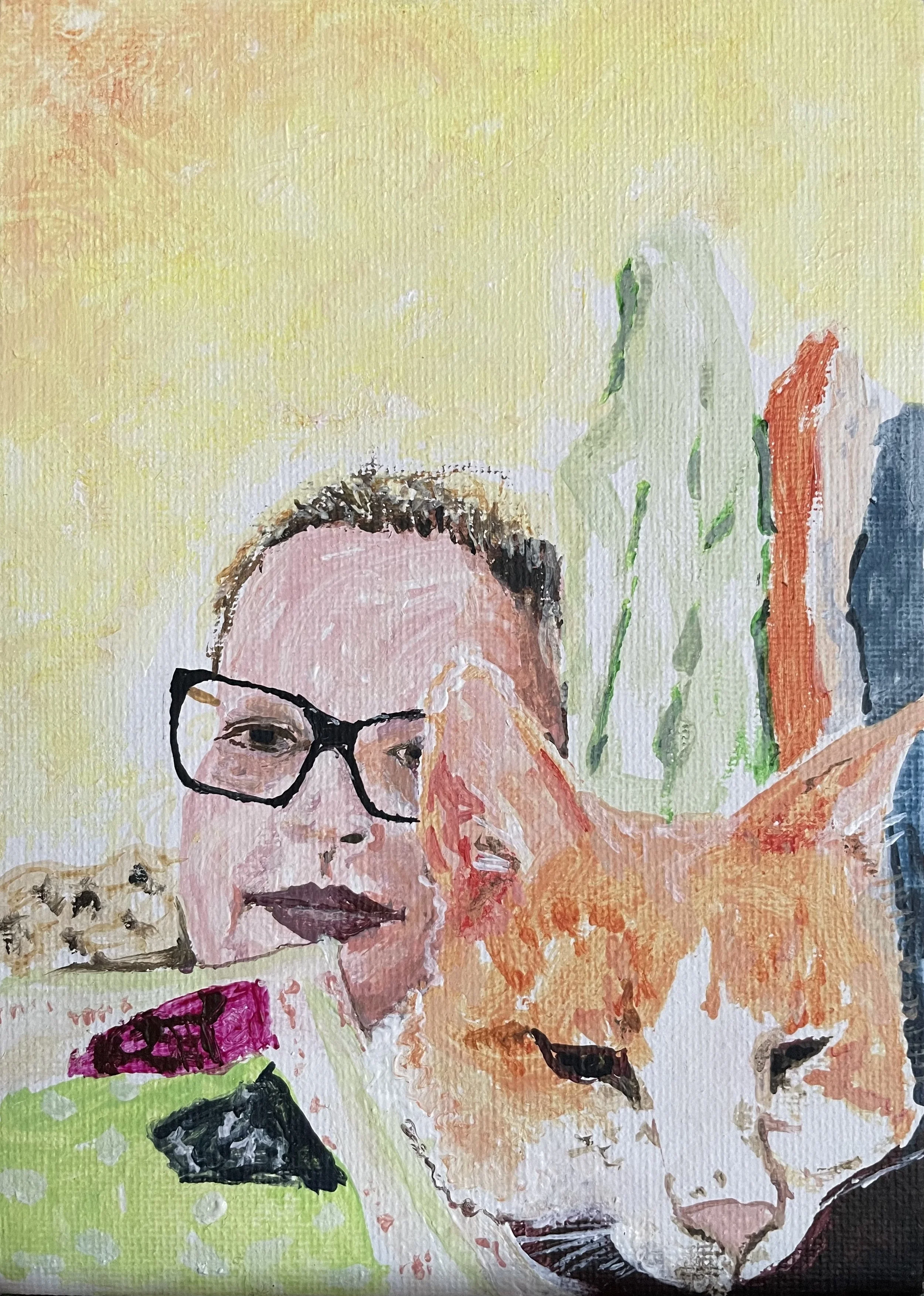 Zoe & Toffee. 5x7" canvas board