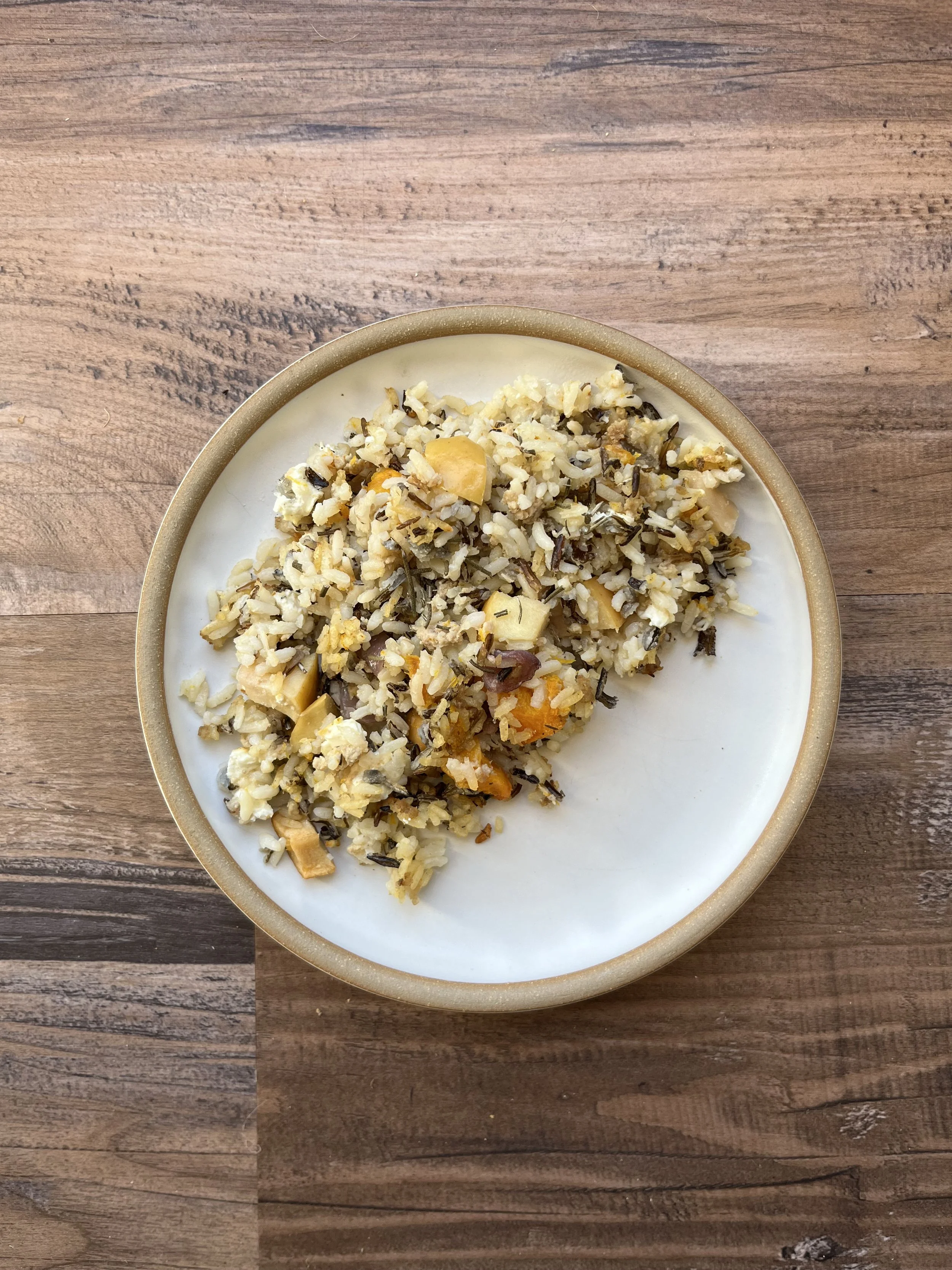 Sausage, Butternut & Wild Rice Bake
