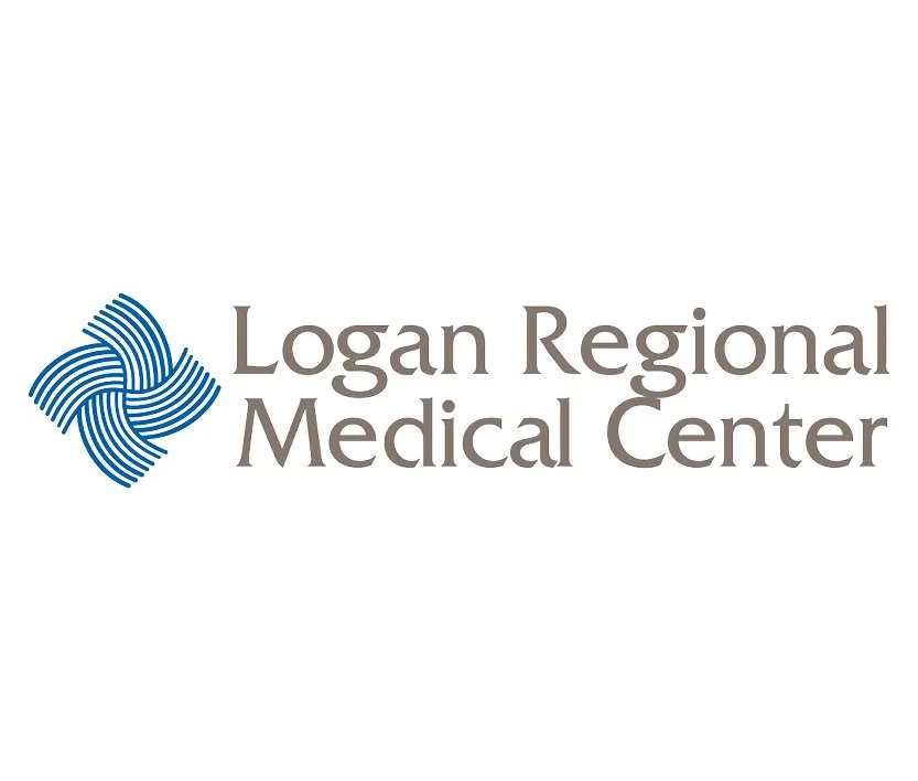 Logan Regional Medical Center logo, featuring a blue abstract design next to the text.