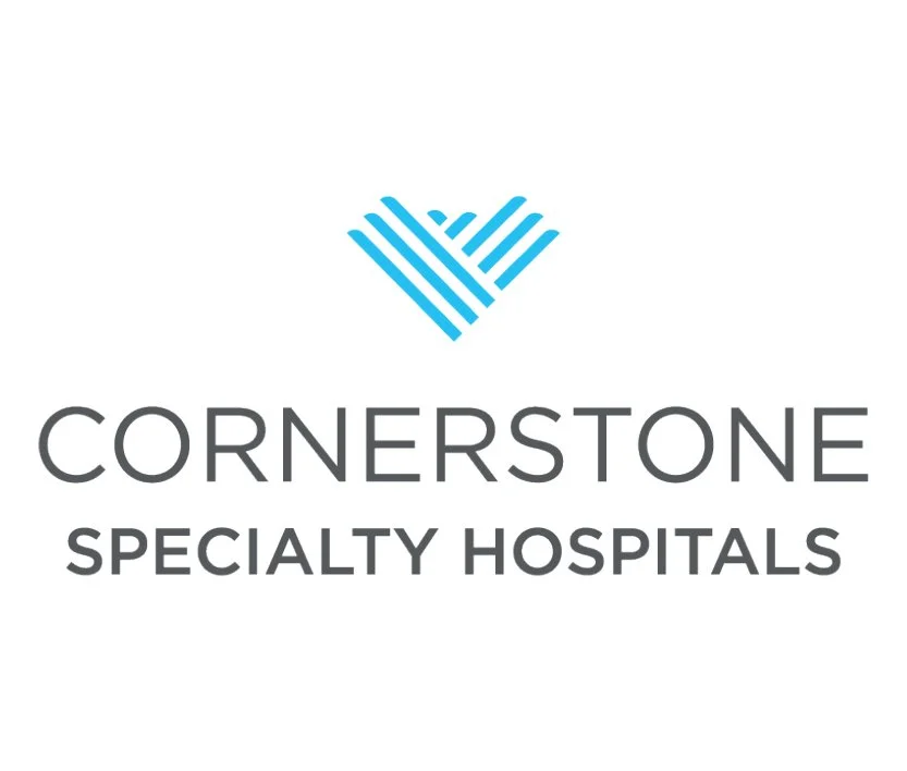 Logo for Cornerstone Specialty Hospitals featuring a stylized blue heart and the hospital name.