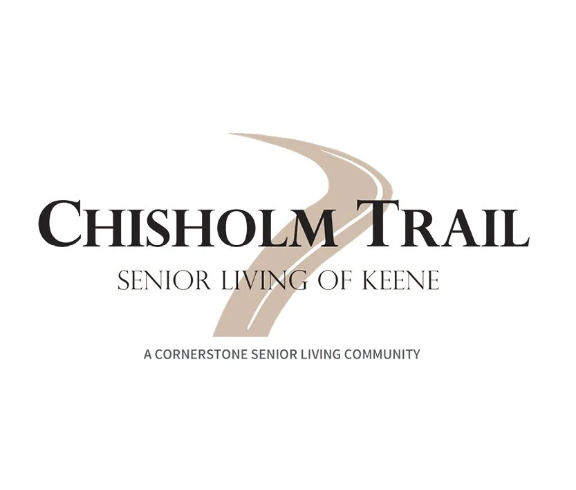 Logo for Chisholm Trail Senior Living of Keene, featuring a winding trail with text indicating it's a senior living community.