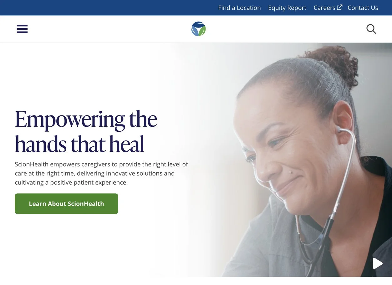 Screenshot of ScionHealth's homepage