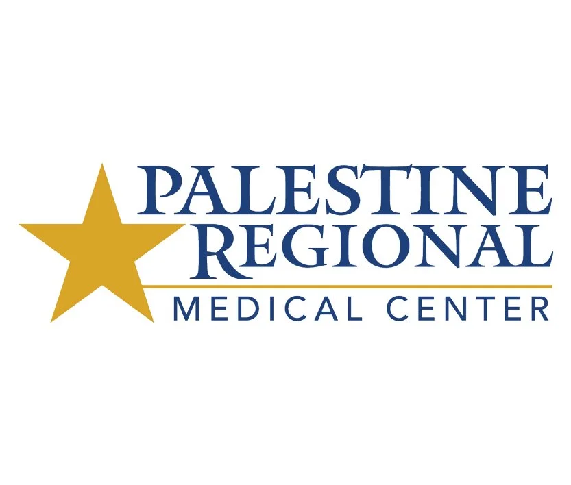 Logo of Palestine Regional Medical Center with a gold star and blue text.