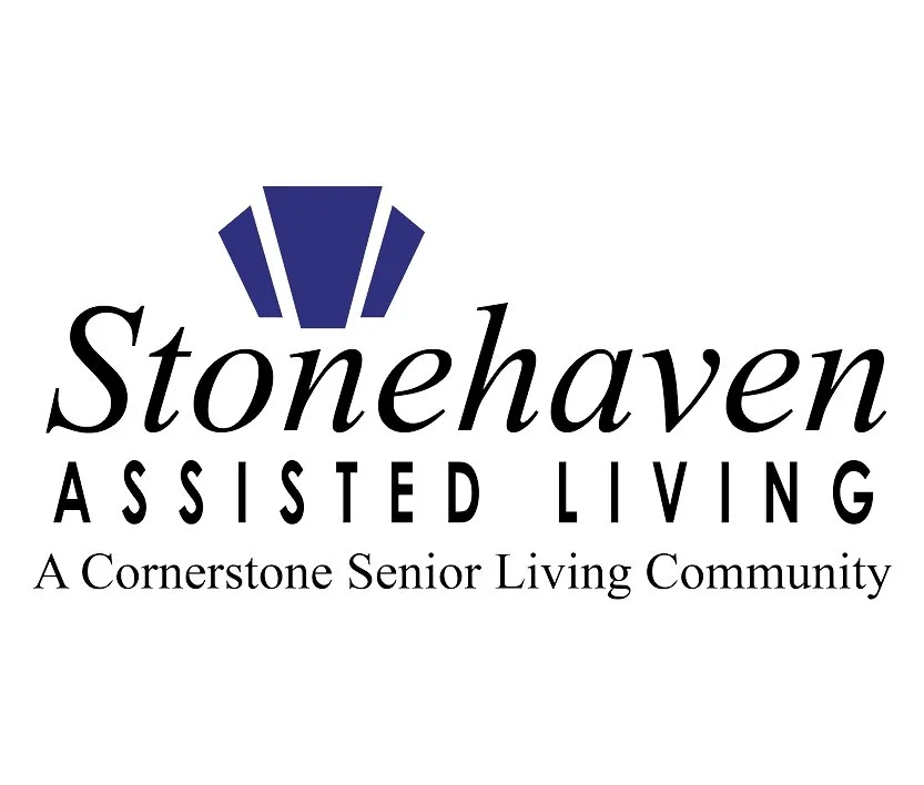 Logo for Stonehaven Assisted Living, a Cornerstone Senior Living Community, featuring a stylized blue stone pattern above the company name.