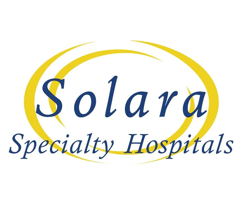 Logo for Solara Specialty Hospitals with the company name and stylized yellow swooshes.