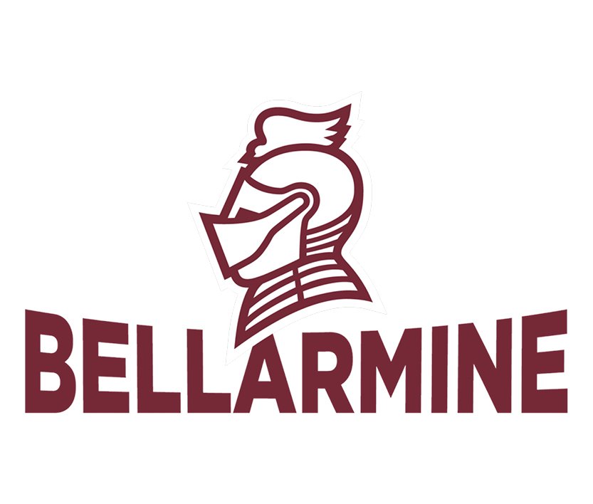 Illustration of a knight wearing a helmet, with the word "BELLARMINE" written below.
