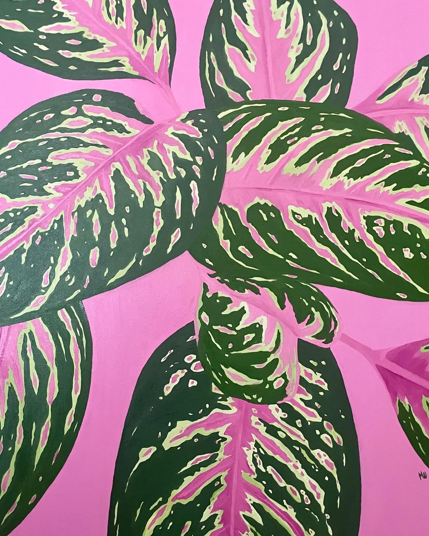 Pink Evergreens, 24" x 36", oil on canvas