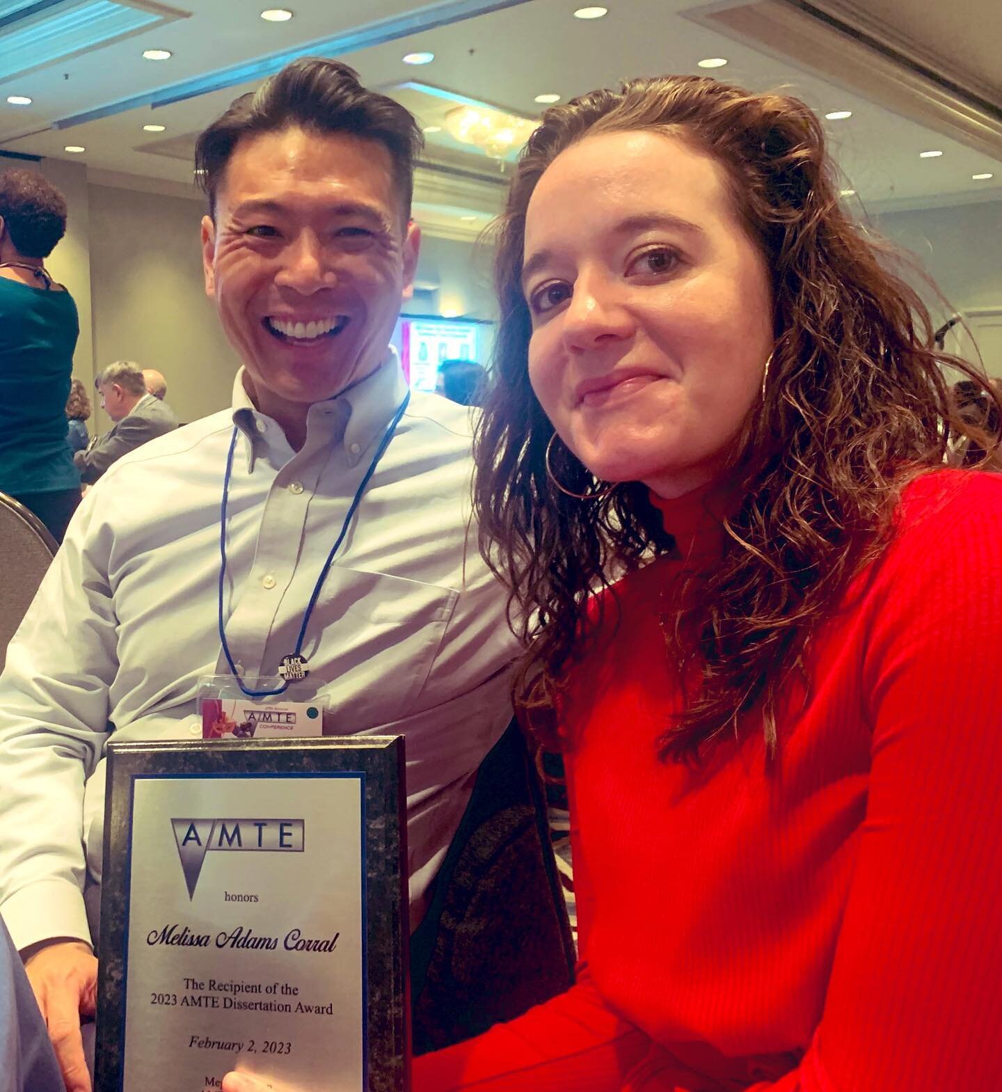 A big congratulations to Dr. Melissa Adams Corral (@lamadcorral ) on winning the 2022 AMTE award 🎊🎉 

Dr. Melissa was a member of the @digitalmathstorytelling research lab and advisee of @professorteds at @osuehe . Currently, Dr. Melissa is an Assi